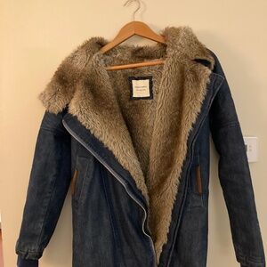 Denim Fur Jacket XS
